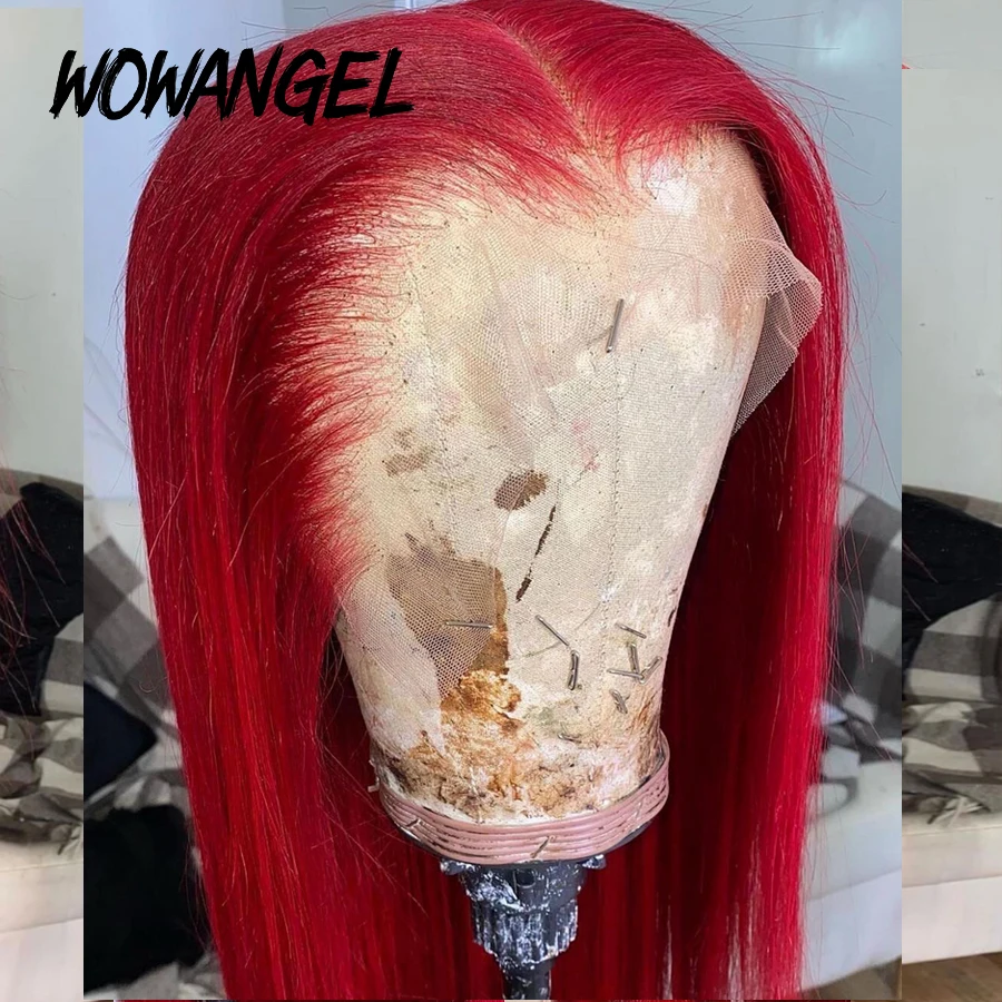 

Красный 13X 6 парик из человеческих волос на сетке спереди, бордовый парик с детскими волосами, предварительно выщипанные бразильские парики ...