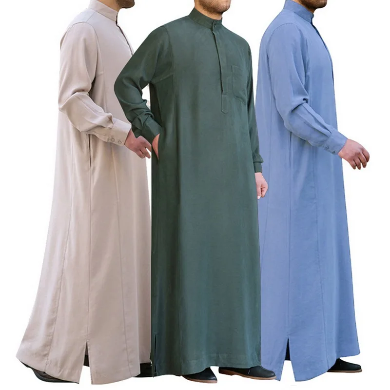 2019 мужские халаты Формальные с длинным рукавом сплошной цвет Loungewear стоячий