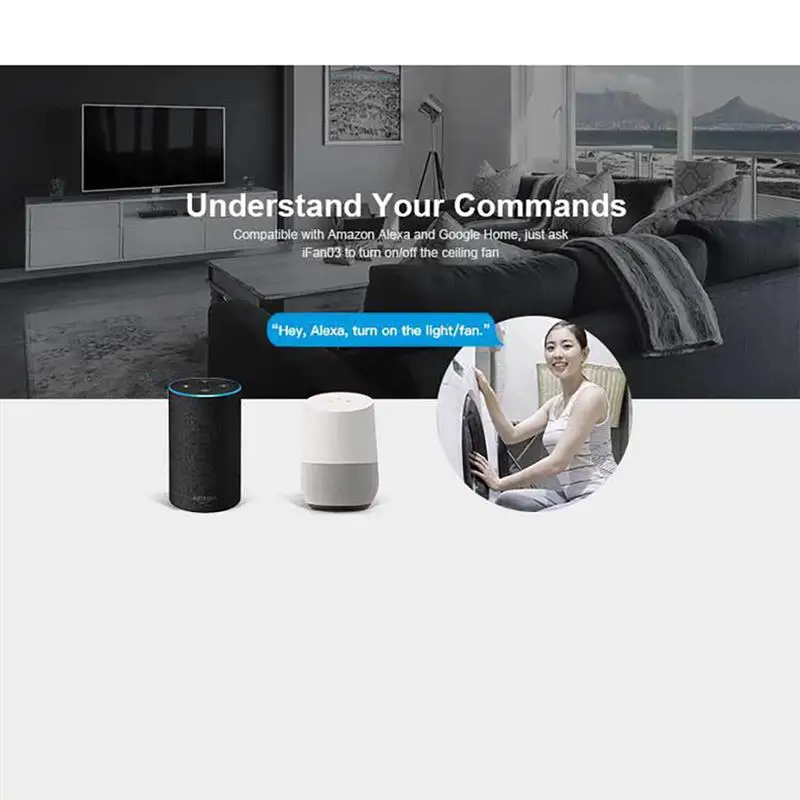SONOFF умный WiFi потолочный вентилятор и выключатель света управление Лер AP дистанционное управление свет и вентилятор Совместимость с Alexa Google Home
