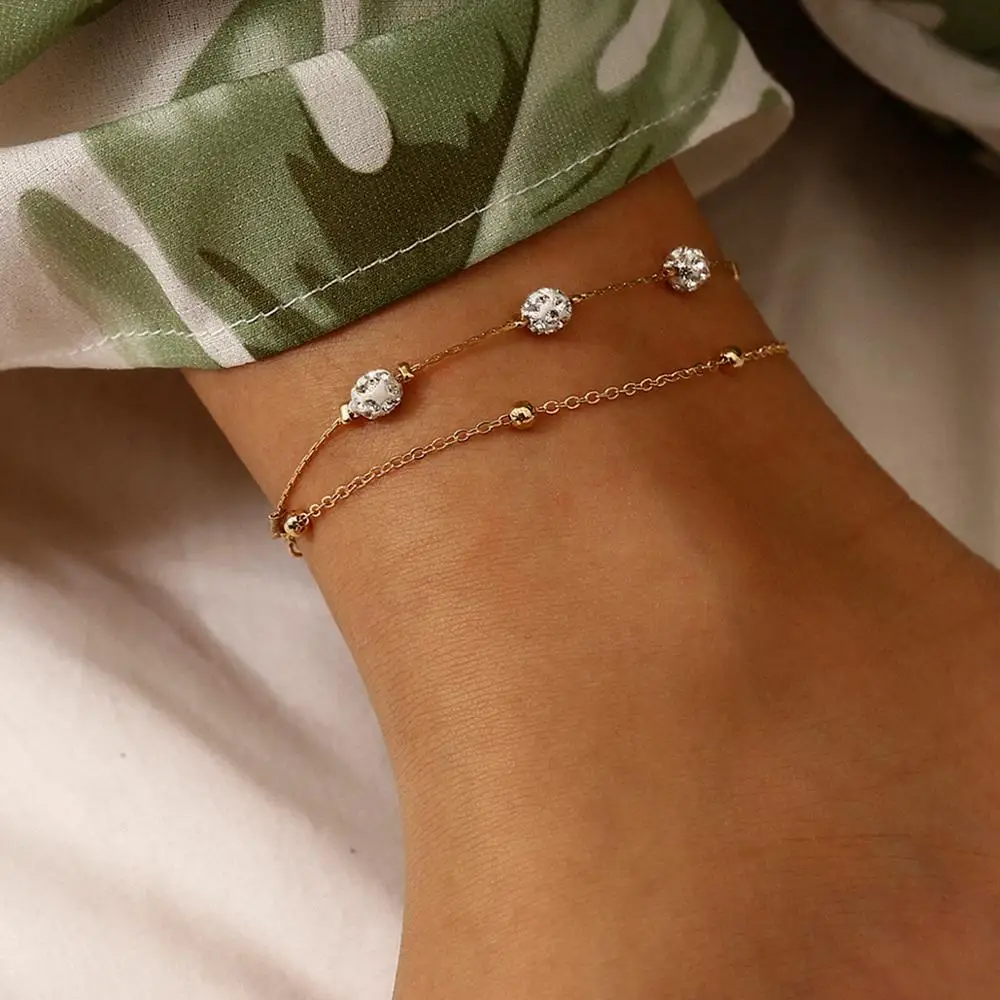 Богемные Многослойные лодыжки с бусинами для женщин аксессуары золотого цвета