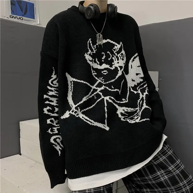 

Deeptown Angel Sweaters Women Winter Streetwear Knitted Pullover Gothic Style Fashion Hip Hop Harajuku Oversized Outwear Jumpers