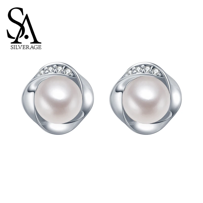 Женские серьги-гвоздики из серебра 2020 пробы с пресноводным жемчугом | Украшения и
