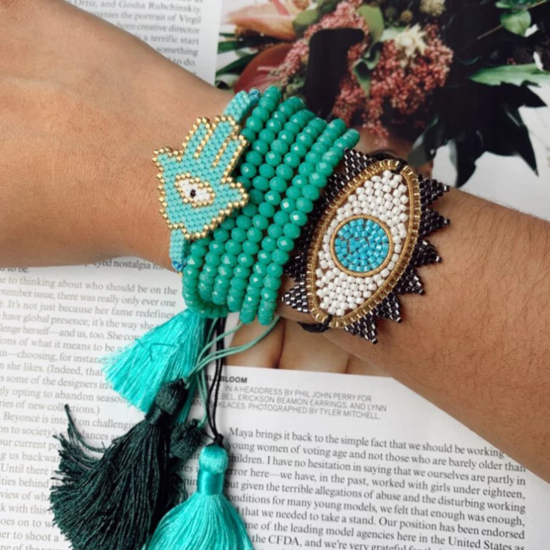 SHINUS BOHO Insta модный браслет Миюки ХАМАС ручной для мужчин и женщин ювелирные