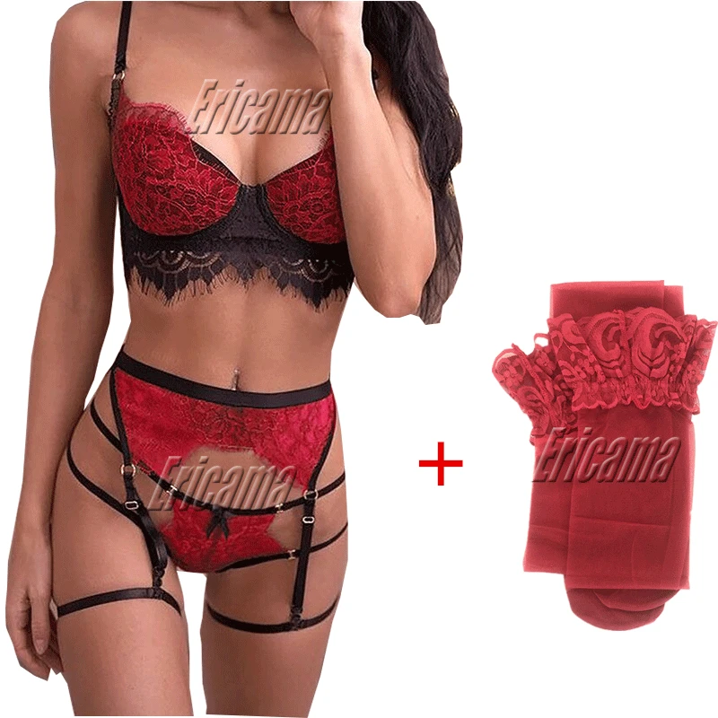 Новинка 2019 женский сексуальный комплект с бюстгальтером и подвязками
