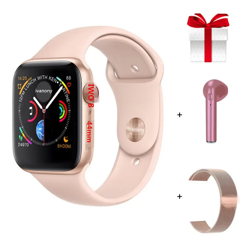 D Bluetooth Смарт Браслет для проверки сердечного ритма 8 1:1 SmartWatch 44 мм чехол для Apple iOS Android телефон сердечного ритма ЭКГ-шагомер PK IWO 6 7 IWO Lite - Цвет: D