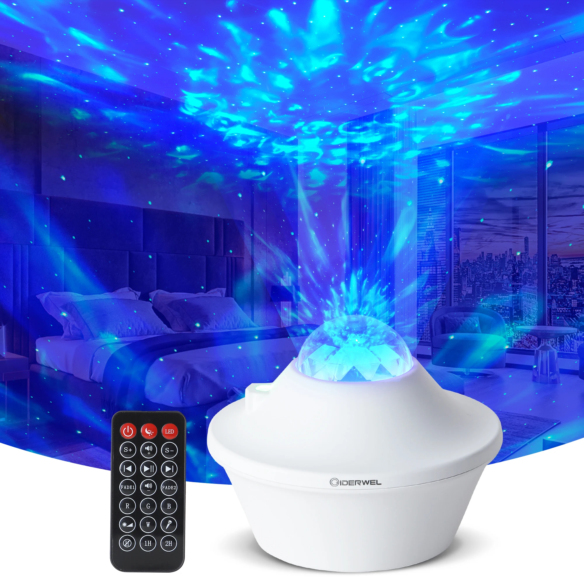 LED Star Projector Night Light Galaxy Starry Lamp USB Ocean Wave Projector Bluetooth Speaker Remote Control Music Star LED Lamp