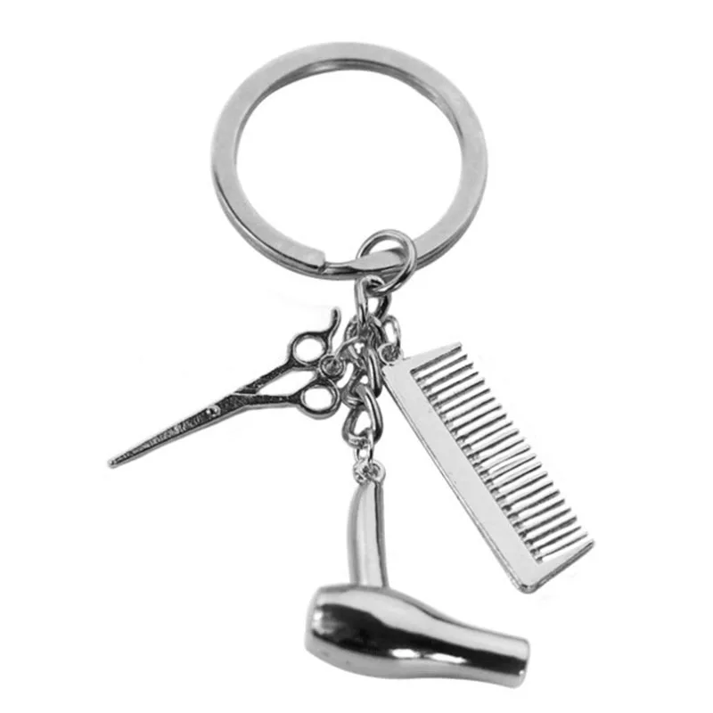 

2021 Hair Stylist Must Have Hair Dryer Scissors Comb Decoration Key Ring Hairdresser Gift Key Ring Hair Dryer Letter Key Ring