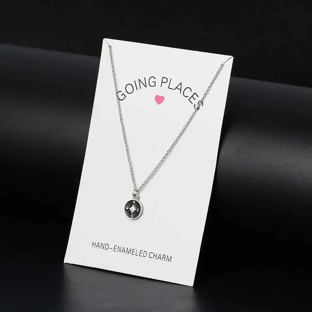 1pc Minimalist Compass Key Charms Wish Card Choker Collier Necklaces Link Chain For Dear MOM Women Fashion Jewelry Gifts CN94 | Украшения и