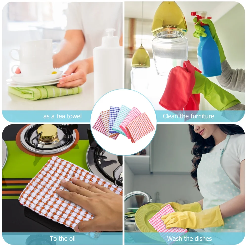 

6Pcs Multifunctional Cleaning Towels Dish Towels Tea Cloths (Assorted Color)