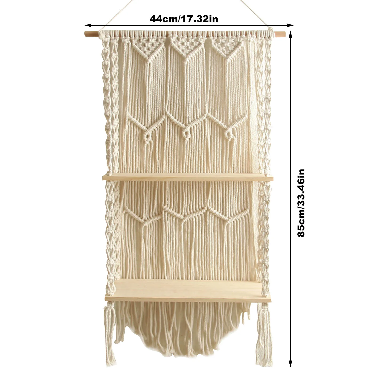

Cilected Hand-Woven Macrame Tapestry Rack Wooden Shelf For Wall Bohemian Decorative Shelf Wall Hanging Rope Shelf Home Decor