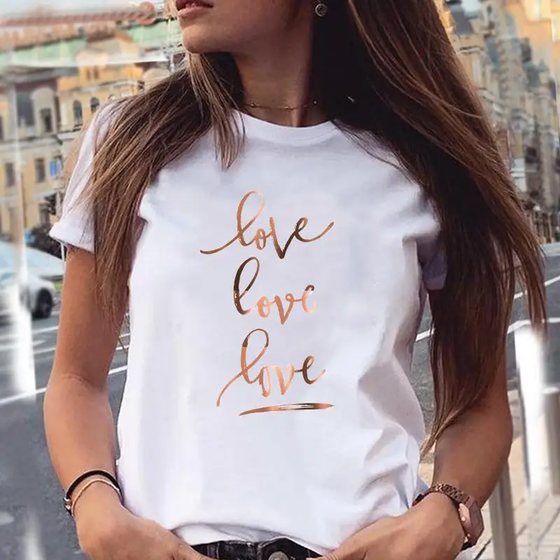 

Women T-shirts 90s Love Letter Simple Cute Trend Sweet Graphic Print Female Fashion Cartoon Summer T Top Shirt Tee T-Shirt