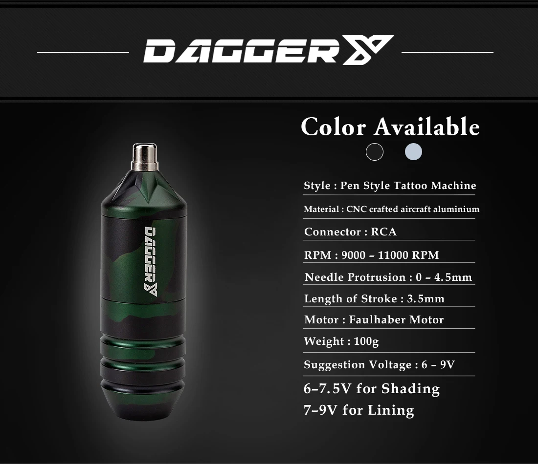 EZ Dagger X/Y FAULHABER двигатель картридж тату машина ручка подкладка затенение для картриджа иглы с 1 шт. EZ мастер зажим шнур