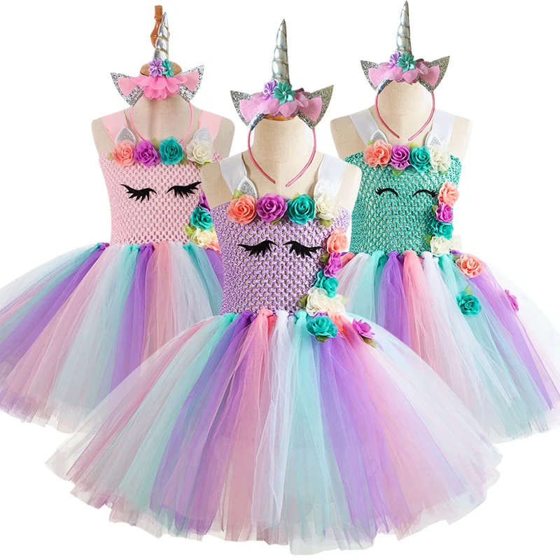 Christmas Girls Dress Kids Dresses For Unicorn Party Children Clothing Cosplay Gauze 3-10 years old | Детская одежда и обувь