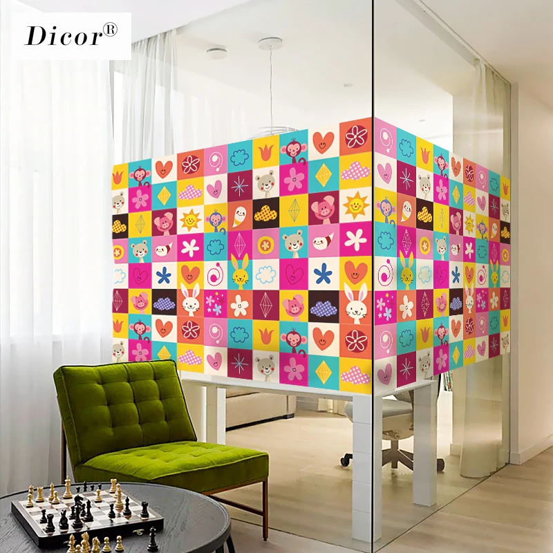 Цветная витражная стеклянная наклейка с животными креативная декоративная