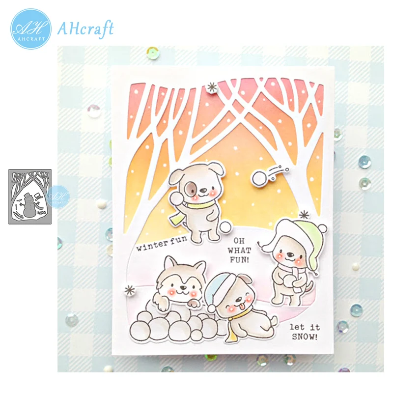 AHcraft Зимний лес многослойная рамка металлические штампы для резки скрапбукинга