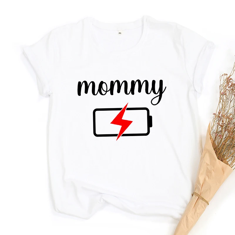 Camisetas a juego para pap&aacute;, mam&aacute;, hijo e hija, camisetas familiares con bater&iacute;a baja y bater&iacute;a cargada, camisetas divertidas para pap&aacute;, mam&aacute; y yo-4