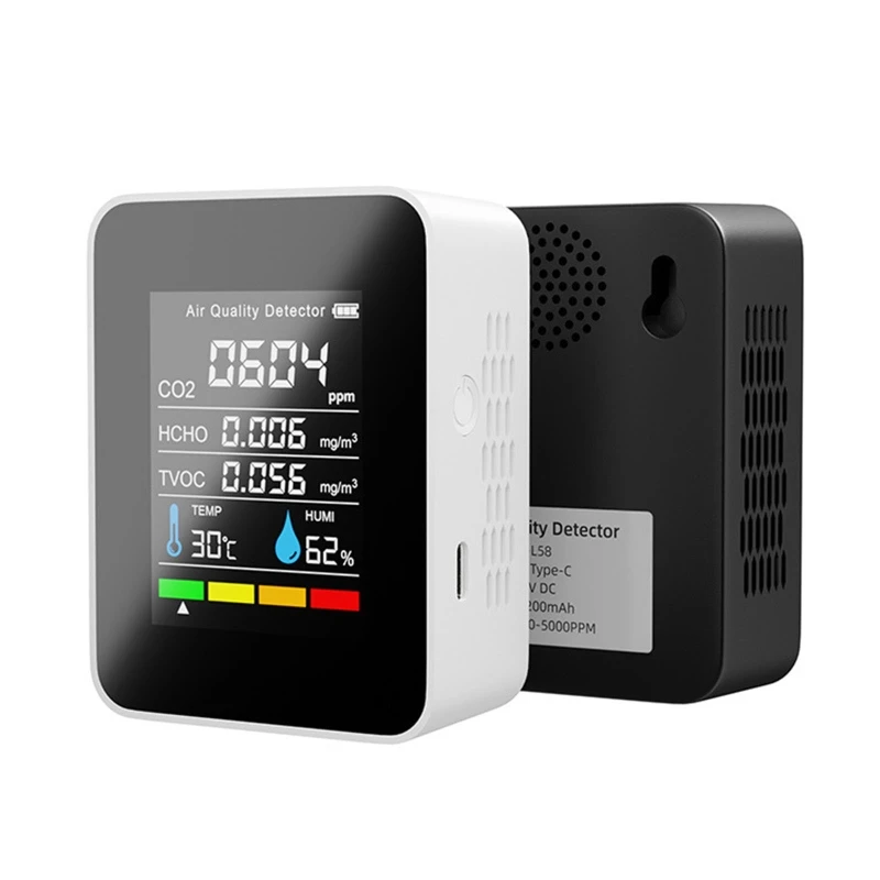 

5 in 1 CO2 Meter Carbon Dioxide Detector High Accuracy Air Quality Monitor HCHO TVOC CO2 Tester Used for Home Office