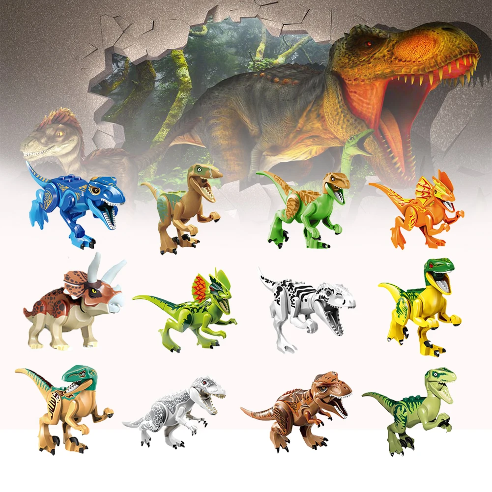 Сборка строительных блоков парк мир динозавров птерозавры трицератопы модели