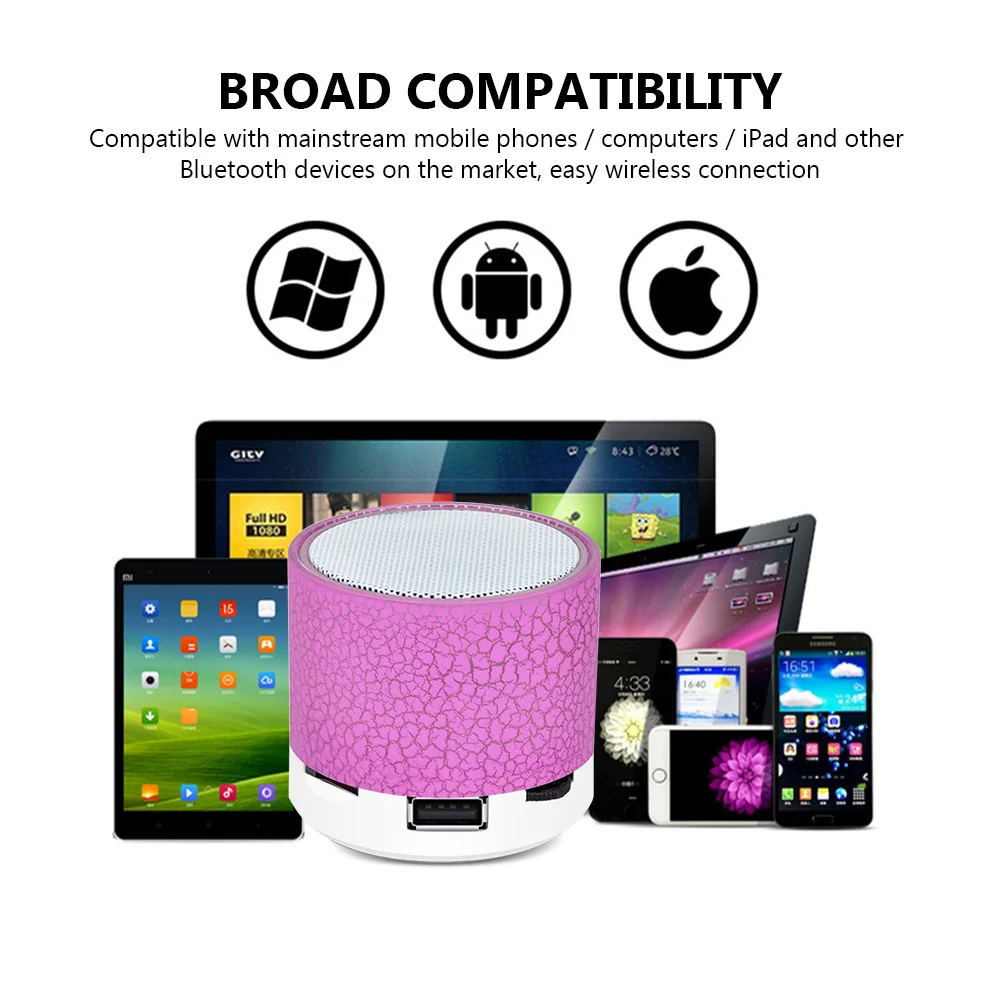 Портативный беспроводной мини-динамик со светодиодной подсветкой поддержка