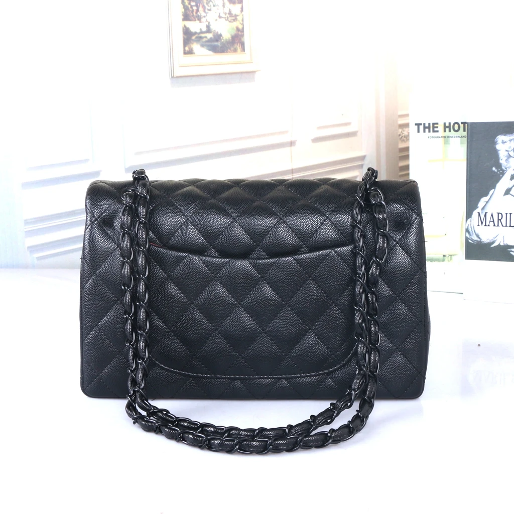 

New Fashion Elegant Ladies Classic Diamond Check Crossbody Bag Caviar Square Diamond Check Luxury Shoulder Bag Black Chain