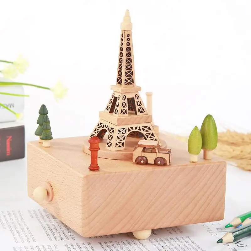 Креативный белоснежный комод вращается Весна здание музыкальная шкатулка Artware