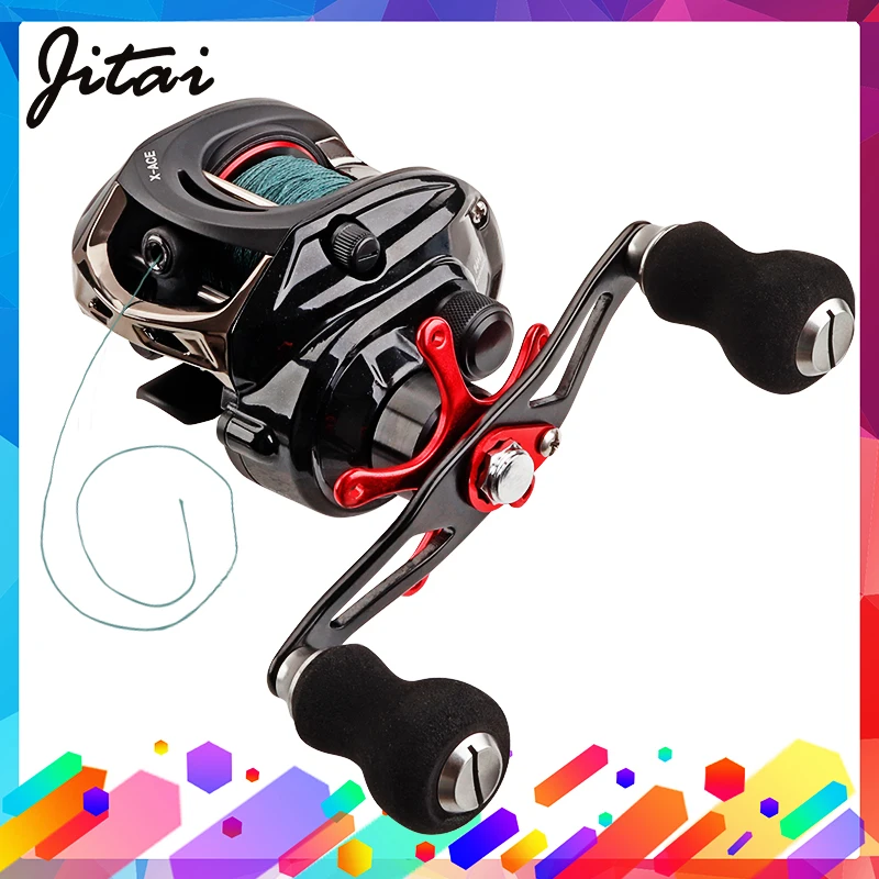 JITAI Baitcasting Fishing Катушка Оборудовано с PE 4 Пряди линия 8 кг Сила торможения 14 + 1BBs
