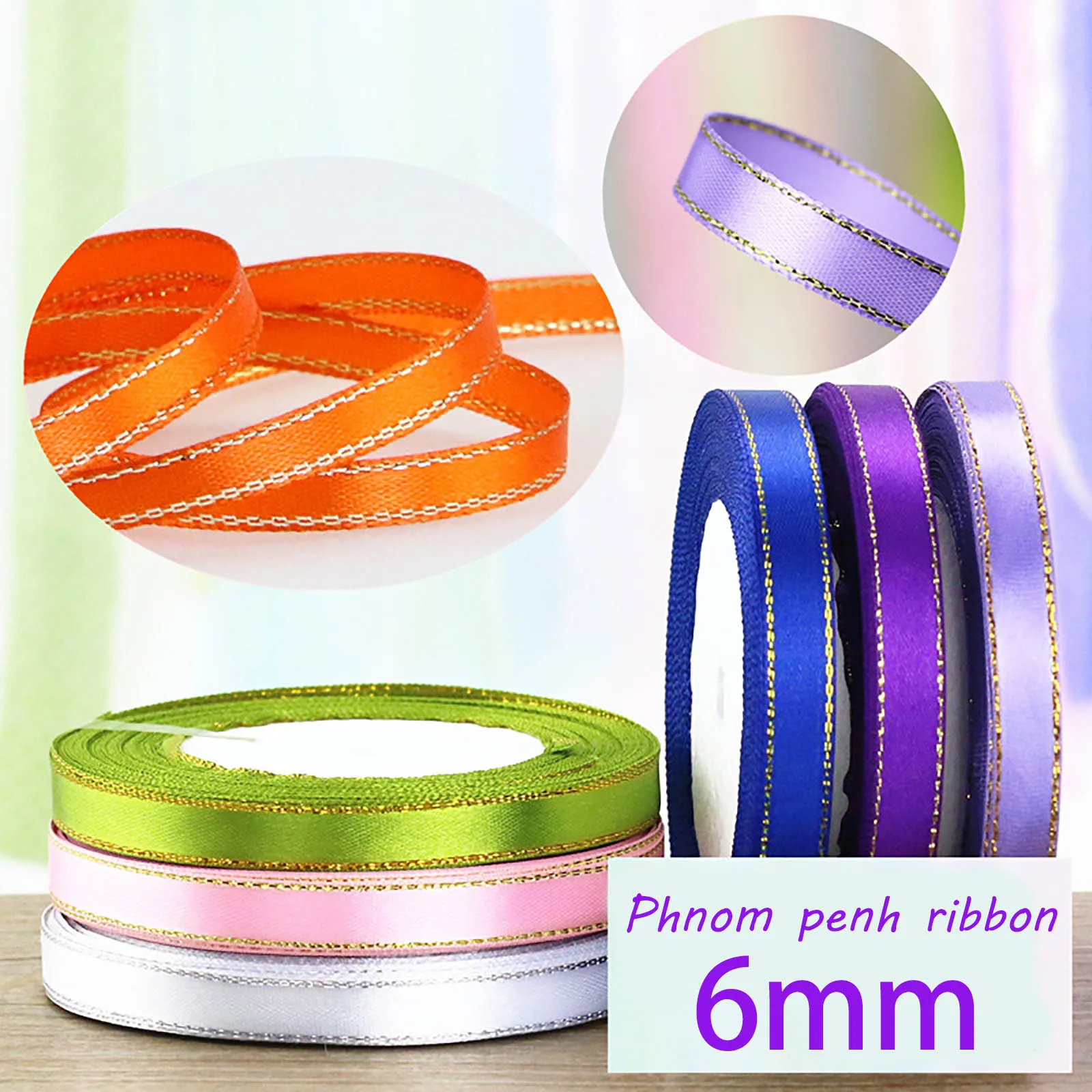 

Атласная лента 25 ярдов, 6 мм, тканевая подарочная лента для свадьбы, Рождества, подарка на день рождения, рождественские украшения для дома, Р...