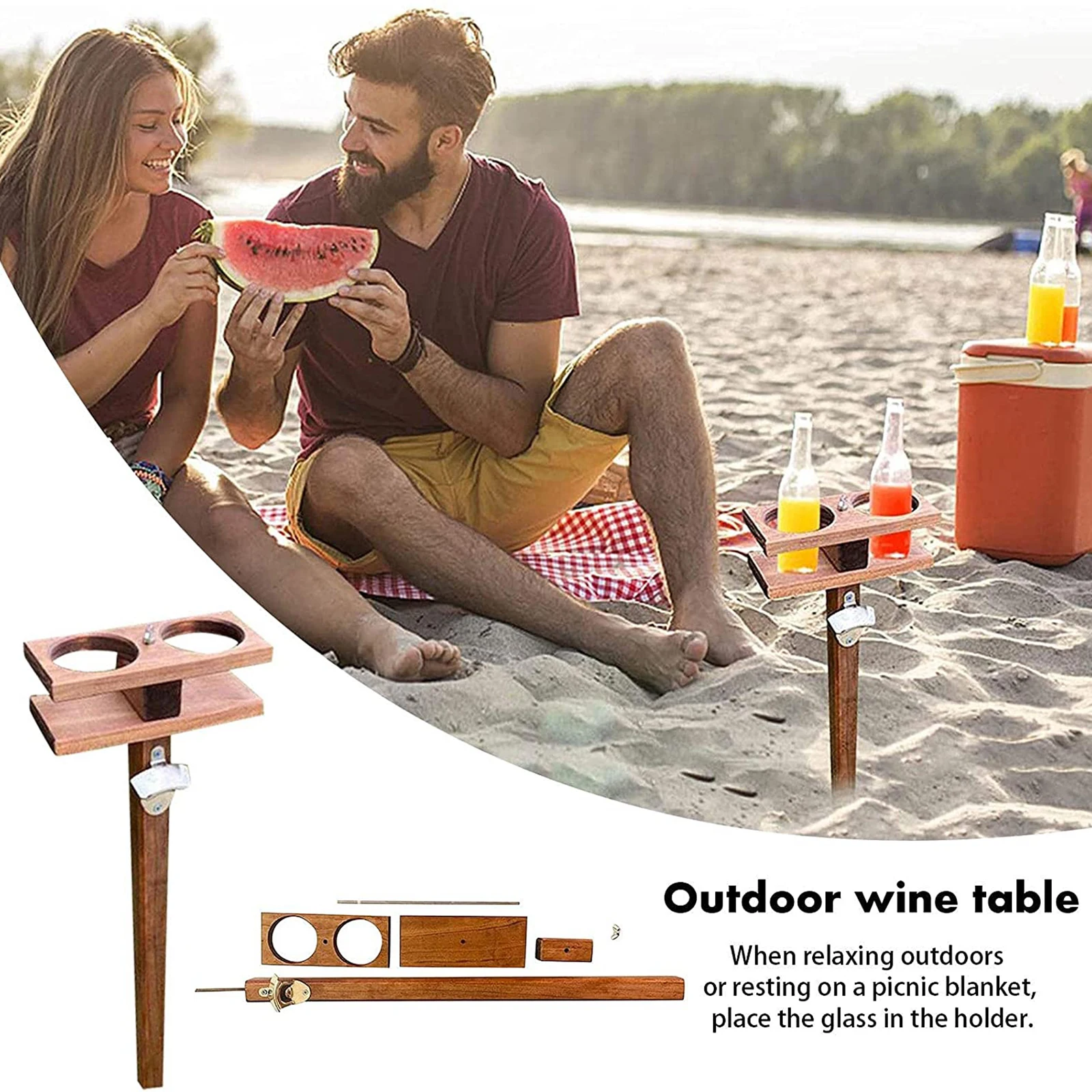 

Foldable Wine Table Beach Cups Bottles Holder Support Rack Outdoor Furniture