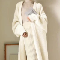 winter clothes women faux mink cashmere cardigan loose pull femme bat sleeve long coat thickness warm knitted sweater outwear