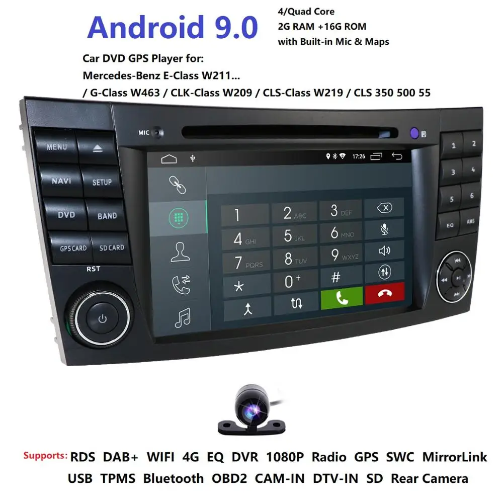 2 Din Авто Радио Android 9 0 для Mercedes/Benz/E Class/W211/E300/CLK/W209/CLS/W219 Автомобильный