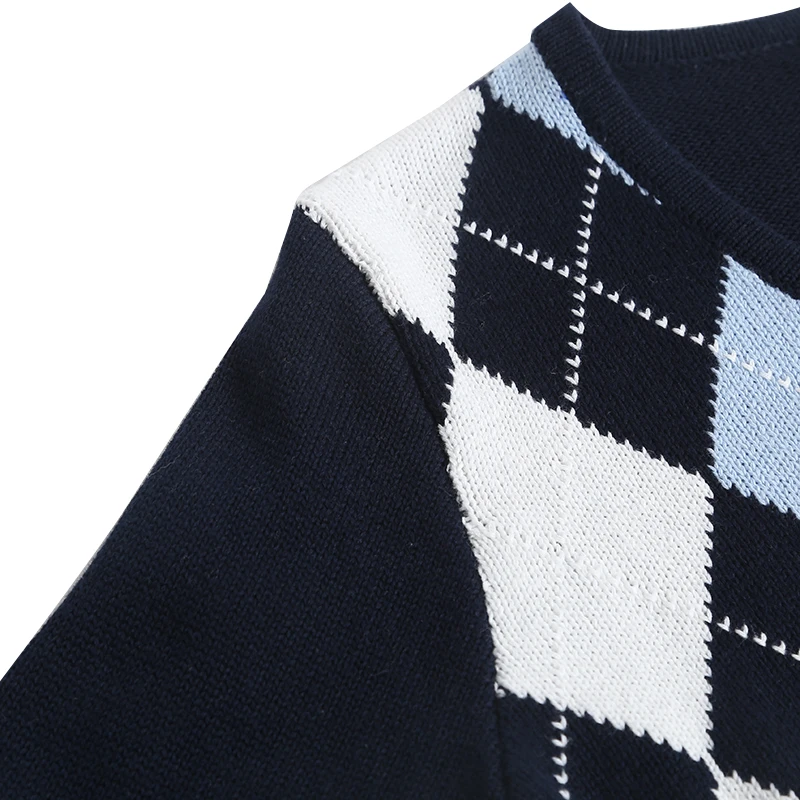 

Slim Girls Fashion Geometric Rhombic Cardigan Women Sweater Spring-Autumn Warm Long Sleeve Outwear Winter Chic Knitted Female