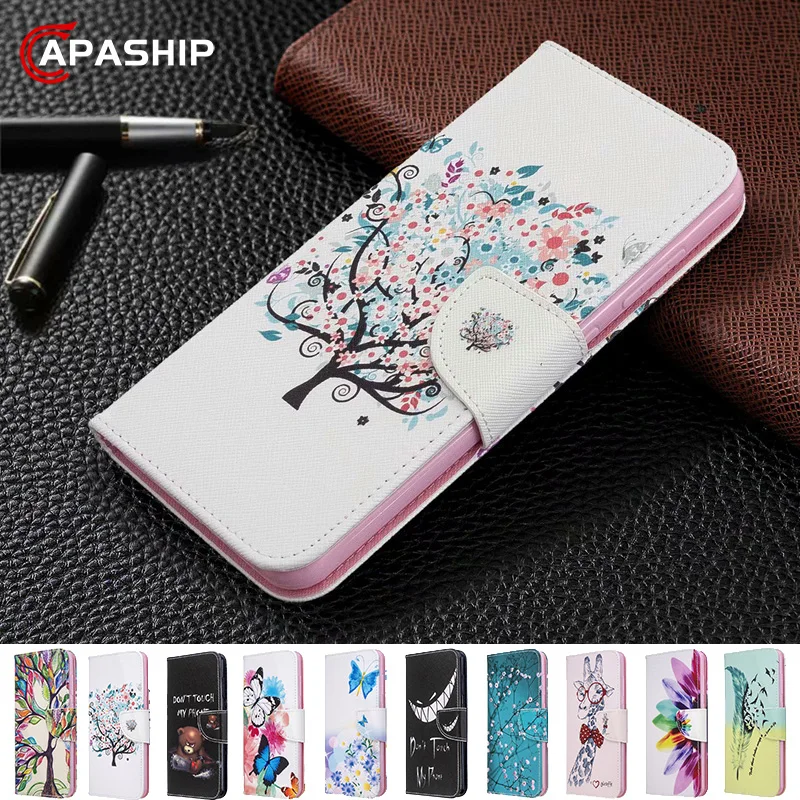 Мультяшный кожаный флип чехол для Huawei Y3 2017 Y5 2018 Y6 Pro Y7 Y9 Prime 2019 Nova 3i 4E 5i P смарт