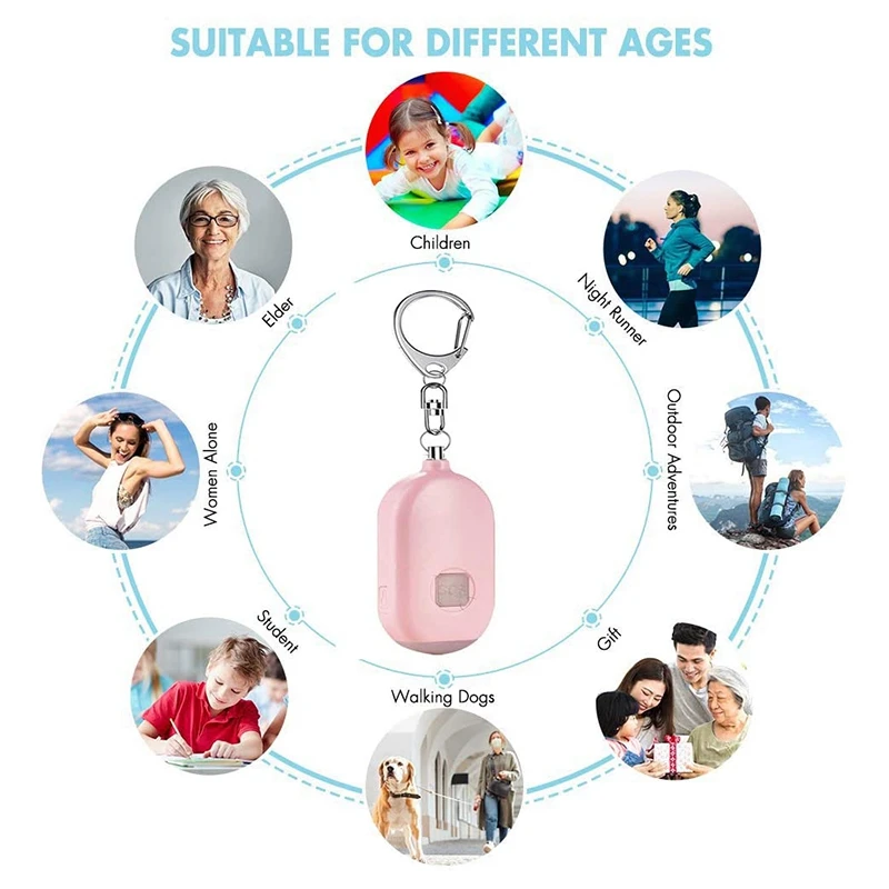 

2 Pcs Personal Keychain Alarm Siren -130 DB Loud Siren Song with LED Light Emergency Safety Alarm for Woman,Girls,Kids