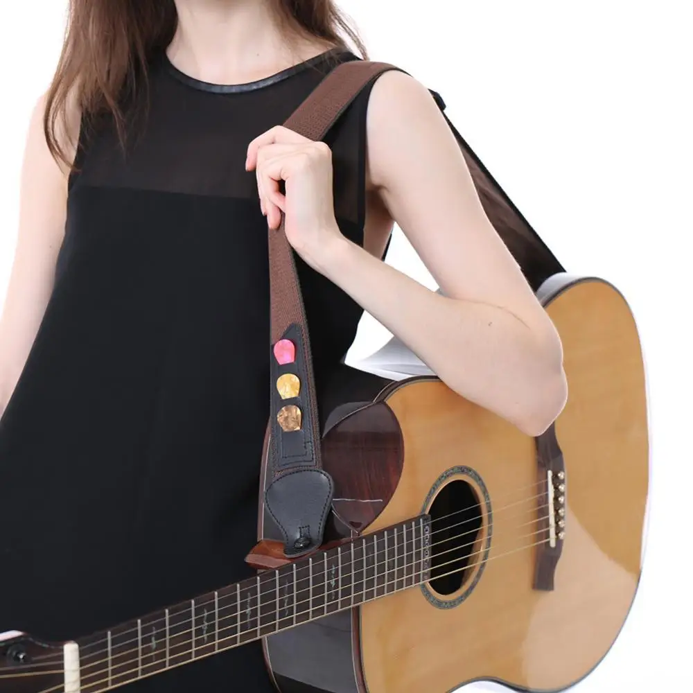 

Adjustable Acoustic Electric Guitar Bass Shoulder Strap Belt with 3 Plectrums