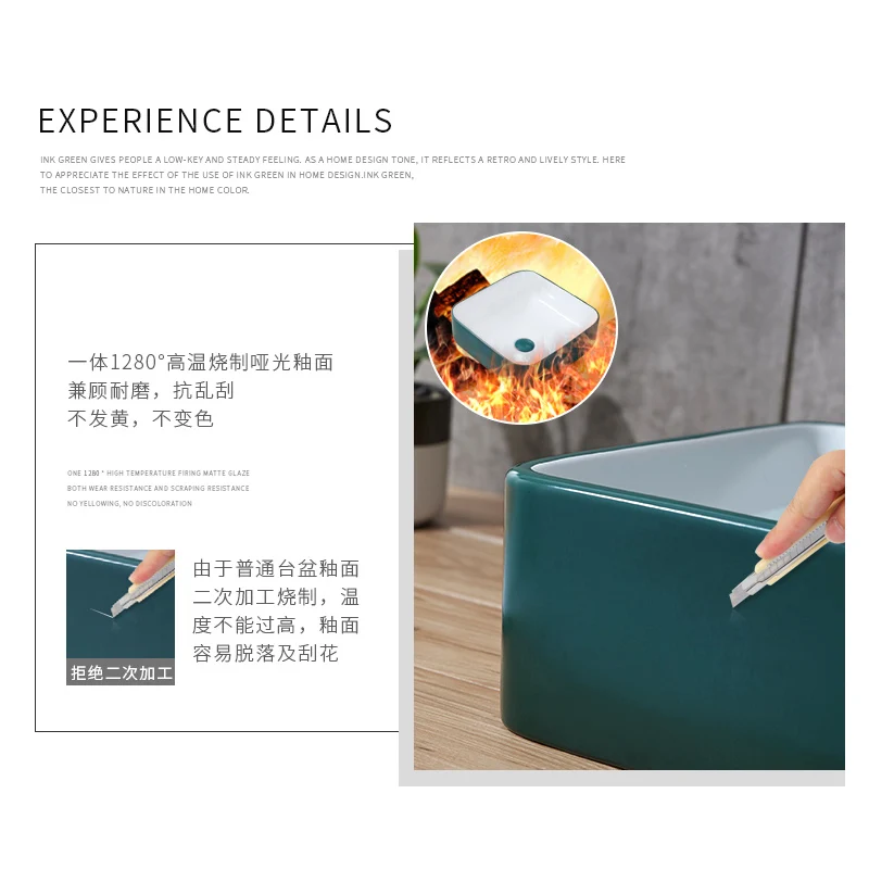

50x34 cm Green White Clear Bathroom Sinks Art Vessel Sink Countertop Ceramic Basin Sinks for Bowel Vessel