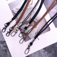 high quality leather rope pu braided straps for keys lanyard mobile keychains neck straps anti theft mobile phone chain lanyards