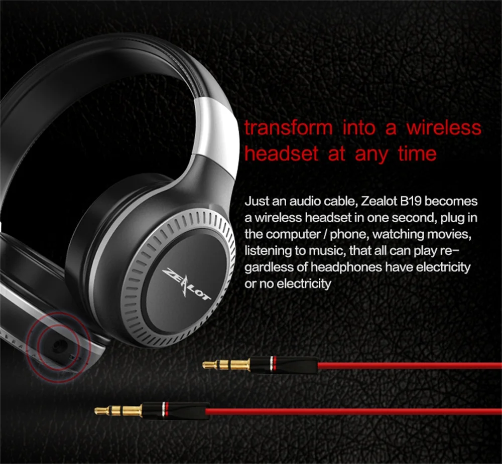 ZEALOT B19 Bluetooth наушники с микрофоном Поддержка TF карты FM радио портативный стерео Беспроводная гарнитура для компьютера телефоны