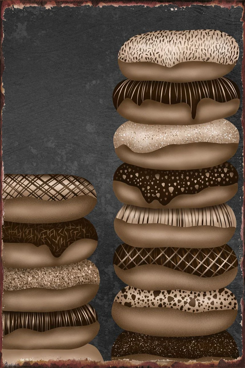 

Старинная металлическая вывеска в виде шоколадных пончиков, Оловянная табличка, Настенный декор, украшение комнаты в стиле ретро для дома, ...