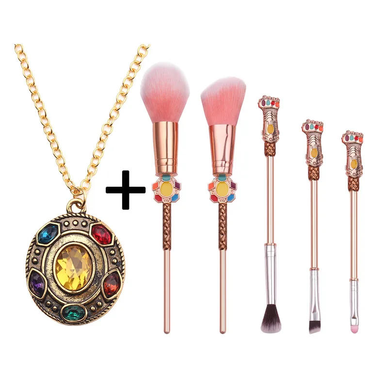 make up brush Мстители Бесконечность войны Цепочки и ожерелья Бесконечность мощность танос кулон Подвеска из состаренной бронзы Подвеска со стразами ожерелье унисекс - Окраска металла: make up brush