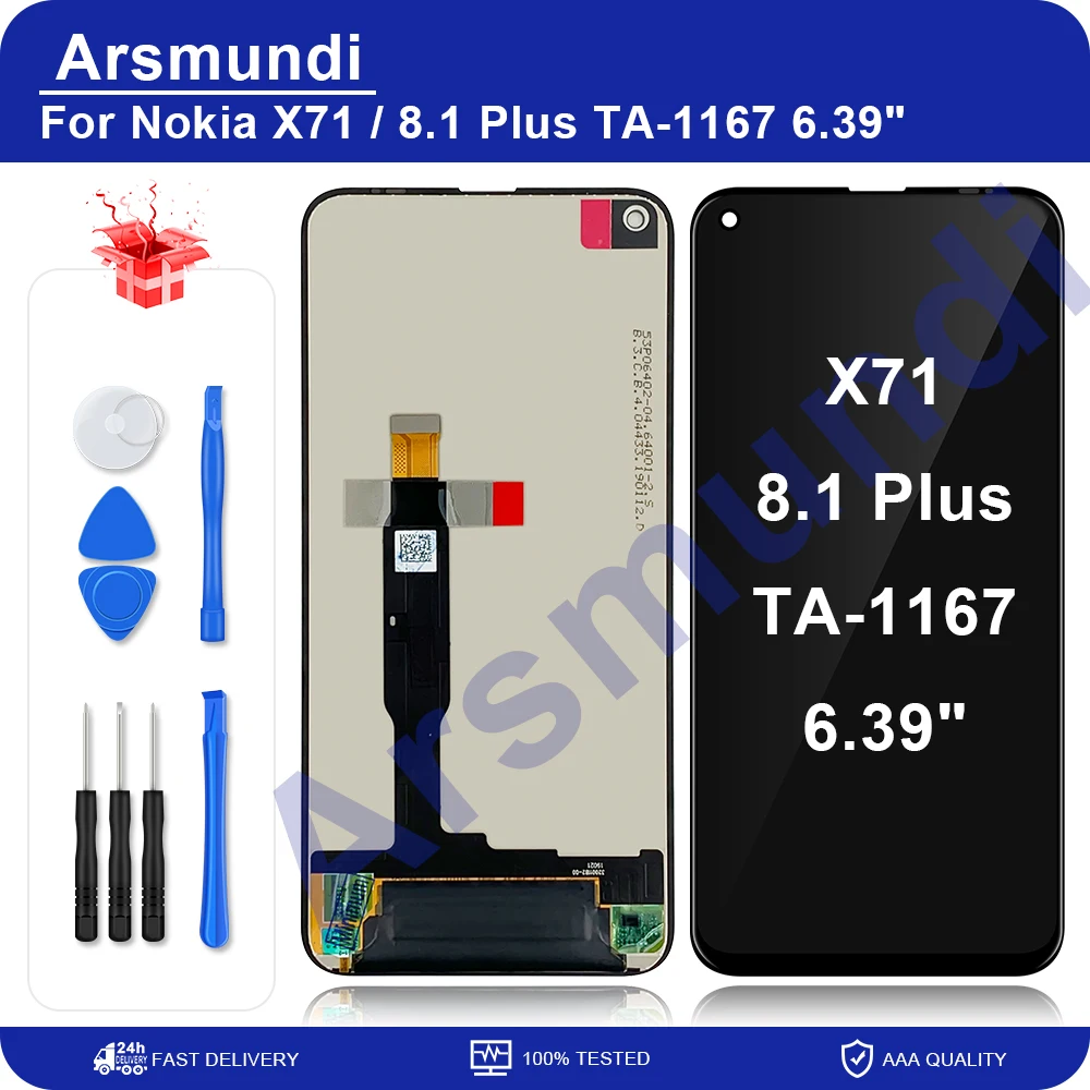 ЖК-дисплей 6 39 дюйма для Nokia X71/8 1 Plus TA-1167 с сенсорным экраном и дигитайзером в сборе