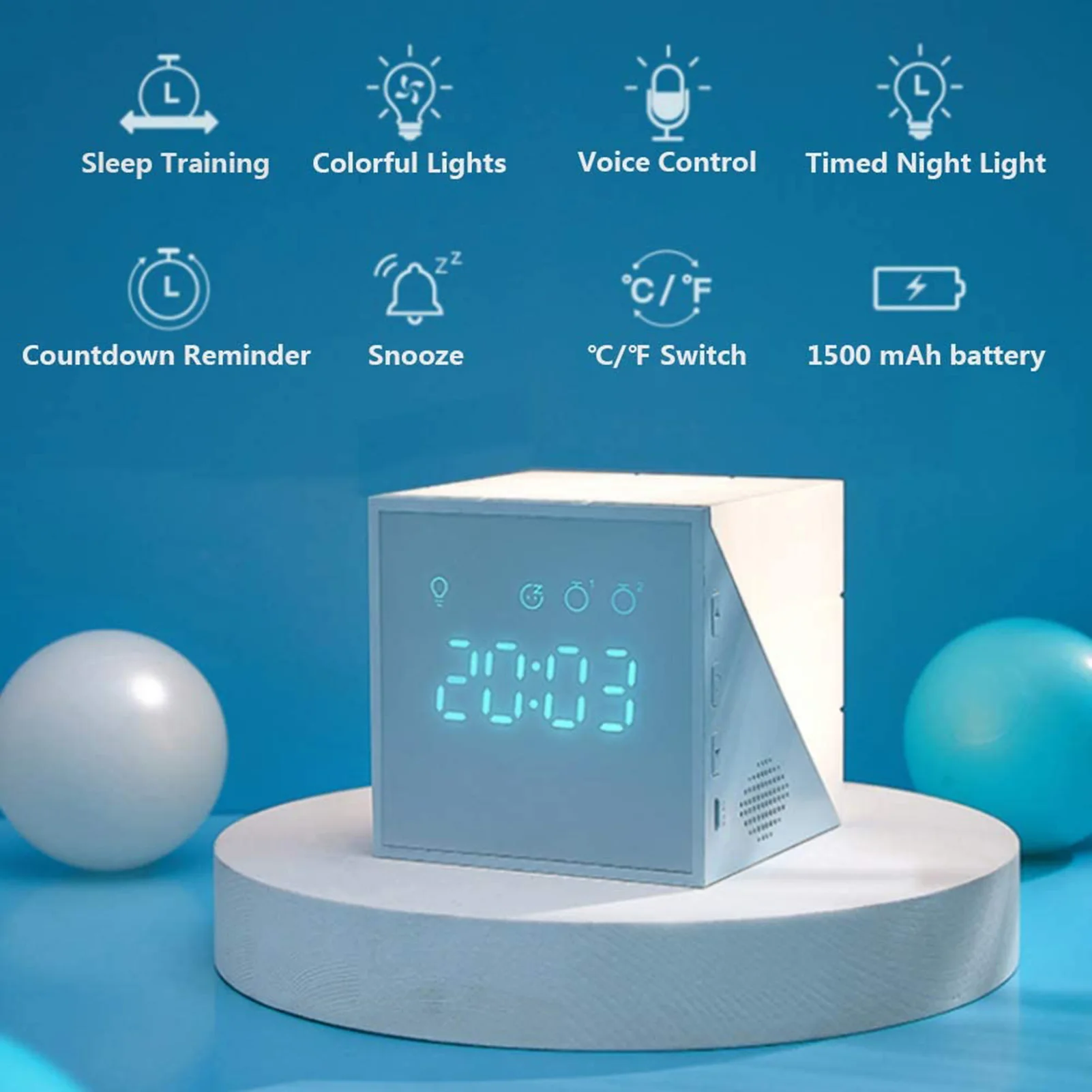 

Electronic Small Alarm Clock Innovative Mini LED Clock The Unique Shape Of The Alarm Clock Has 6 Colors Of Light