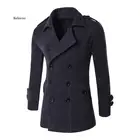 Для Мужчин's Демисезонный пальто для мужчин шерстяные пальто для женщин двубортный бушлат Тренч Для мужчин Slim Fit