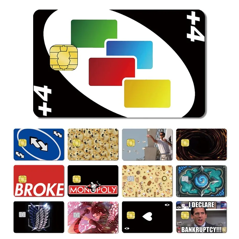 Magic Shark 50+ different Styles Broke Money Skull Stonks Poker Sticker Film Tape Skin for Credit Card Debit Card Big Small Chip