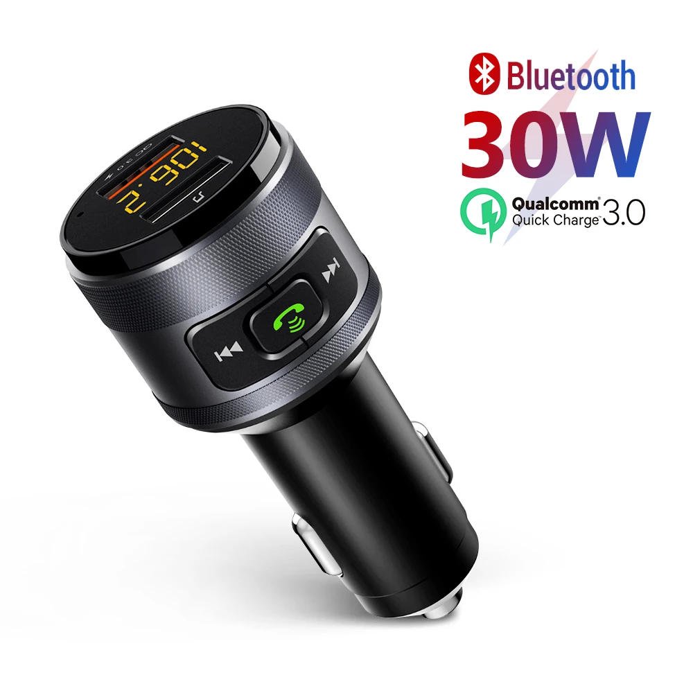 Автомобильный FM передатчик AUCU Bluetooth 5 0 быстрая зарядка USB двойное зарядное