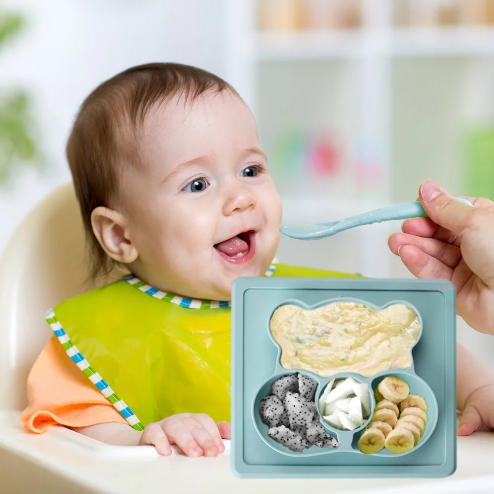 Suction Feeding Tableware Slip Resistant Learning 1set Bear Shaped Baby Waterproof Training Dinner Plate | Мать и ребенок