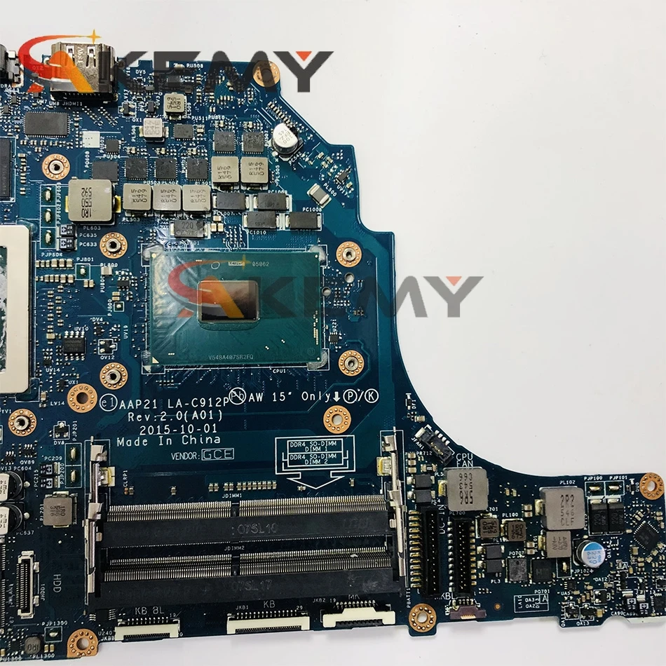 Original Laptop motherboard For DELL Alienware 15 R2 17 R3 I7-6820HK Mainboard CN-0H6J09 0H6J09 AAP1 LA-C912P SR2FL 216-0859032