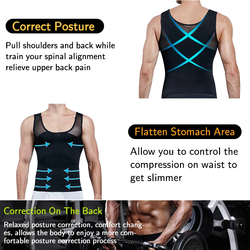 Men Slimming Body Shaper Compression Shirt Tummy Control Summer Underwear Waist Trainer Vest Workout Shapewear Fitness Tank Tops