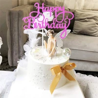 50 pcs glitter cardstock happy birthday cake toppers baby shower kids birthday party favors decorations cake decoration supplies