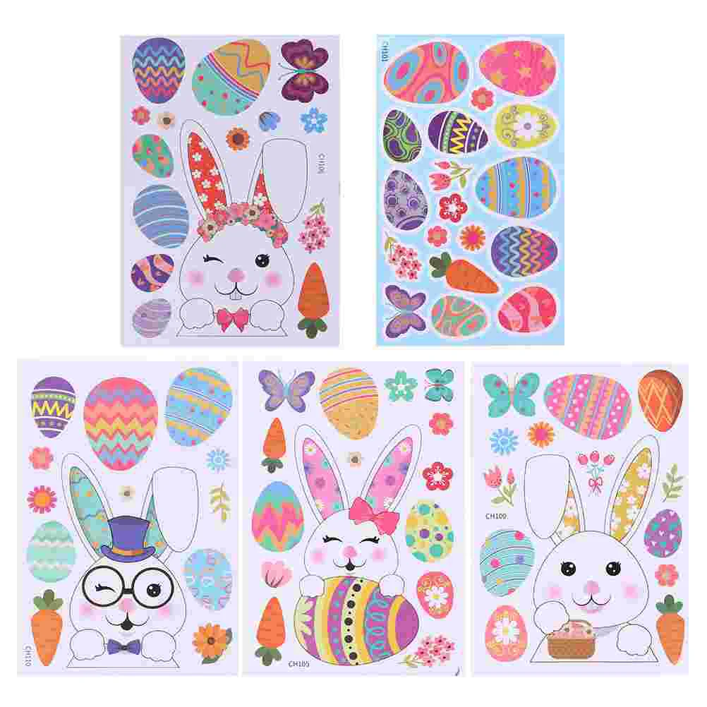 

5pcs DIY Easter Sticker Easter Party Decoration Fridge Window Bunny Sticker
