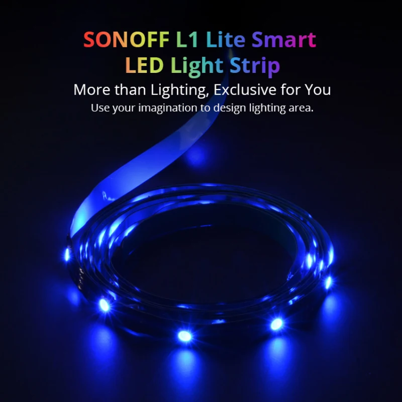 

SONOFF L1 Lite Smart Wifi LED Light Strip 5M Dimmable EU/ US WiFi Flexible RGB Strip Lights APP Remote Control Work With Alexa